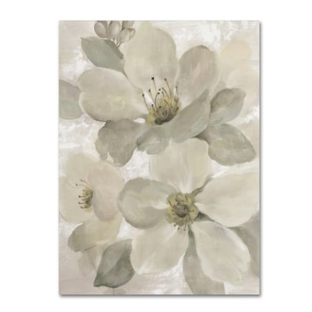 Silvia Vassileva 'White On White Floral I Crop Neutral' Canvas Art,35x47